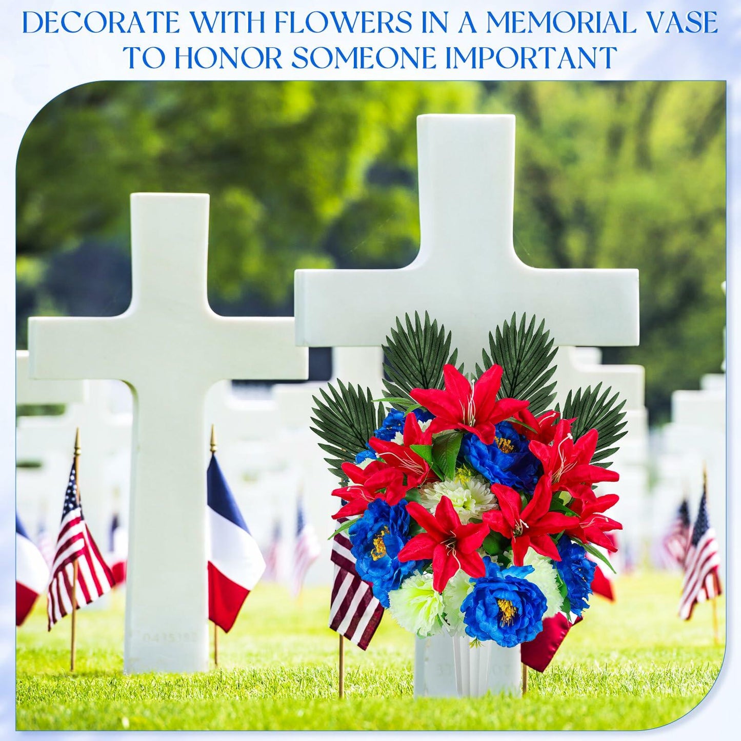 Riceshoot Artificial Memorial Red Lily Bouquet for Gravesite, Single Stem