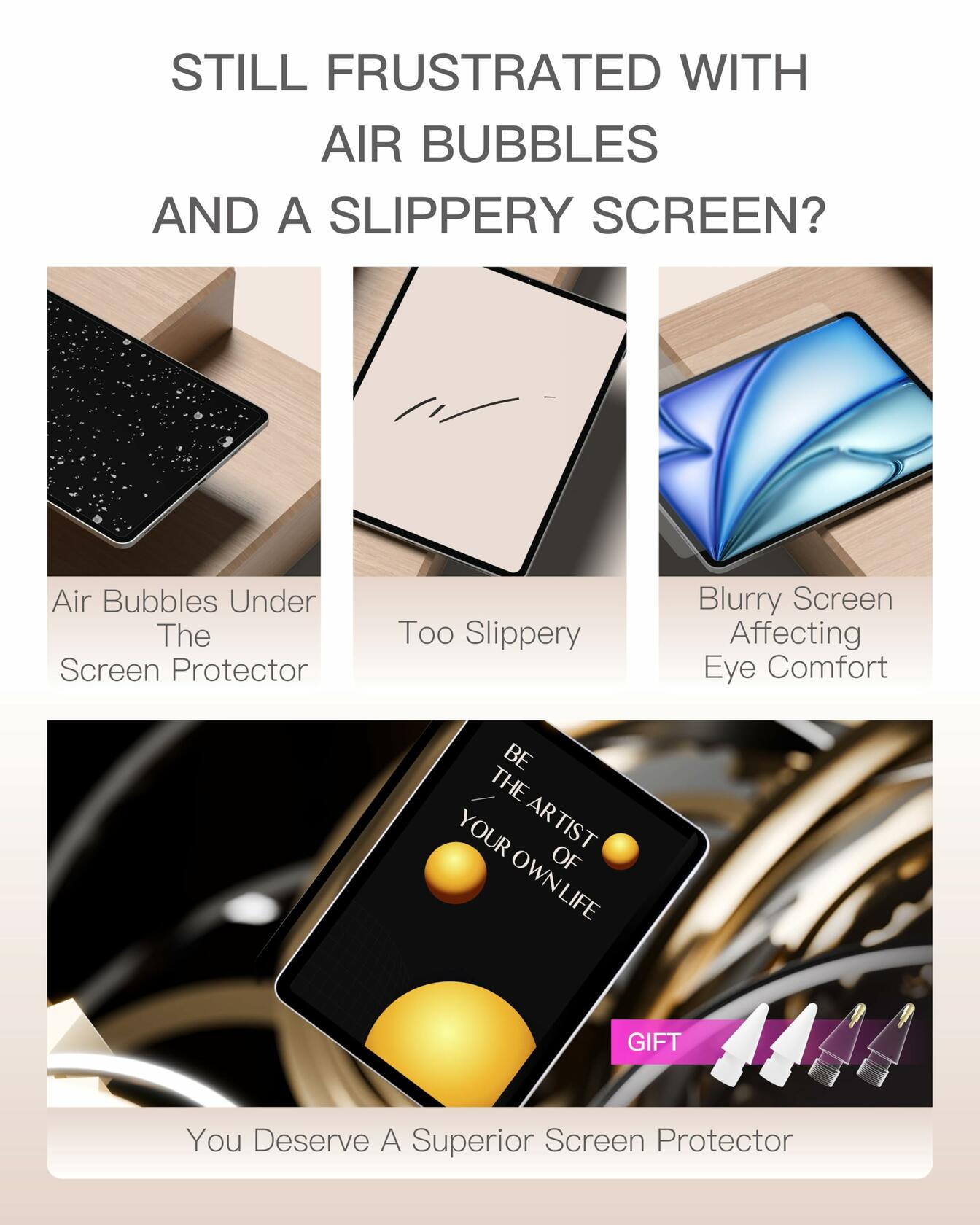YEBOS Magnetic Paper-Feel Screen Protector for iPad Pro 13 2024 Black