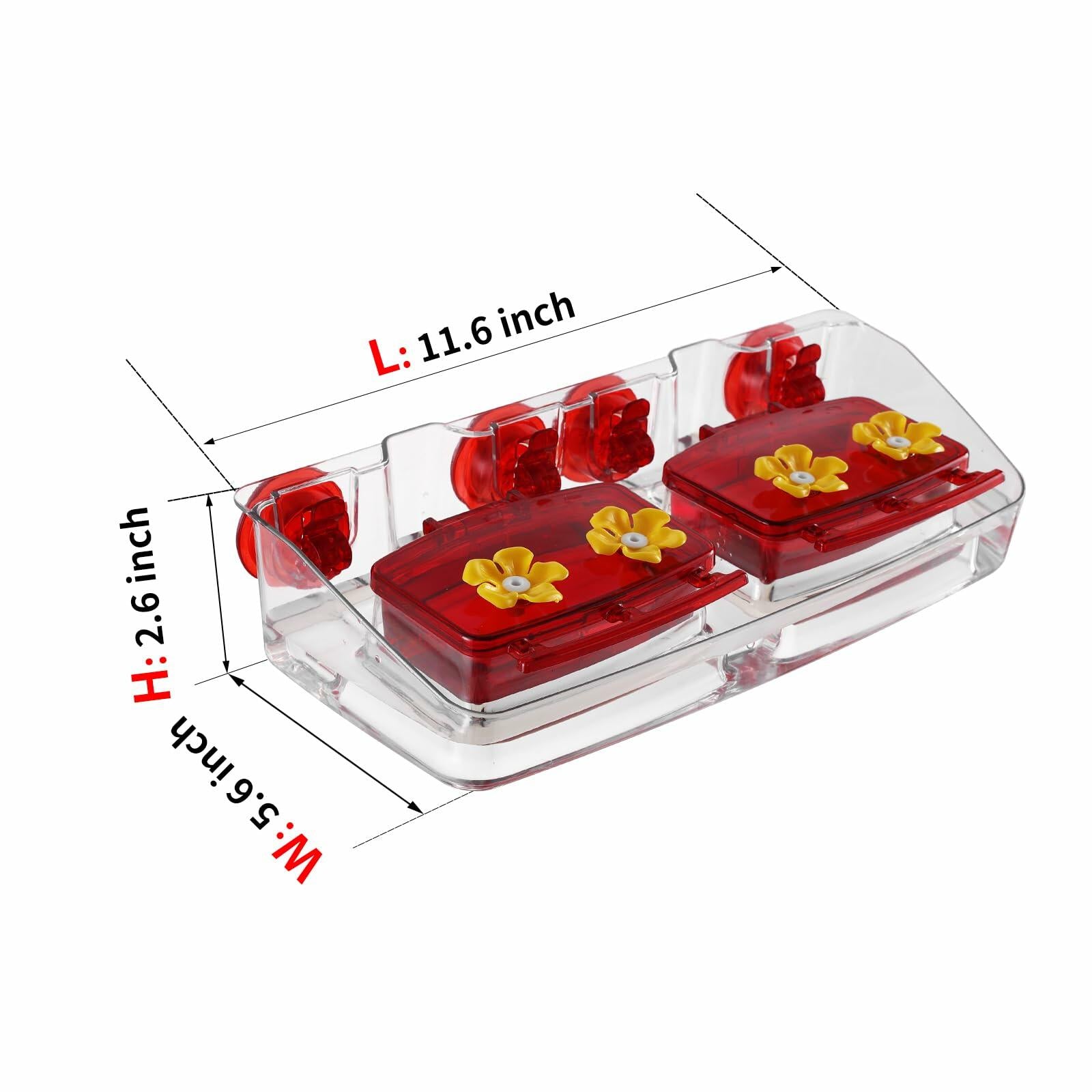 Jealoeur Hummingbird Feeder 16oz 4-Port Red Strong Suction 2 Boxes