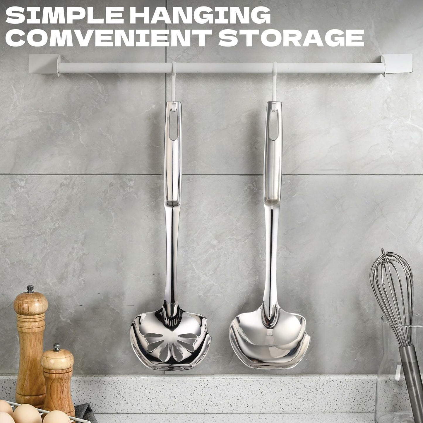 Skimmer Slotted Spoon 316L Stainless Steel 12" Heat-Proof Handle Kitchen Utensil