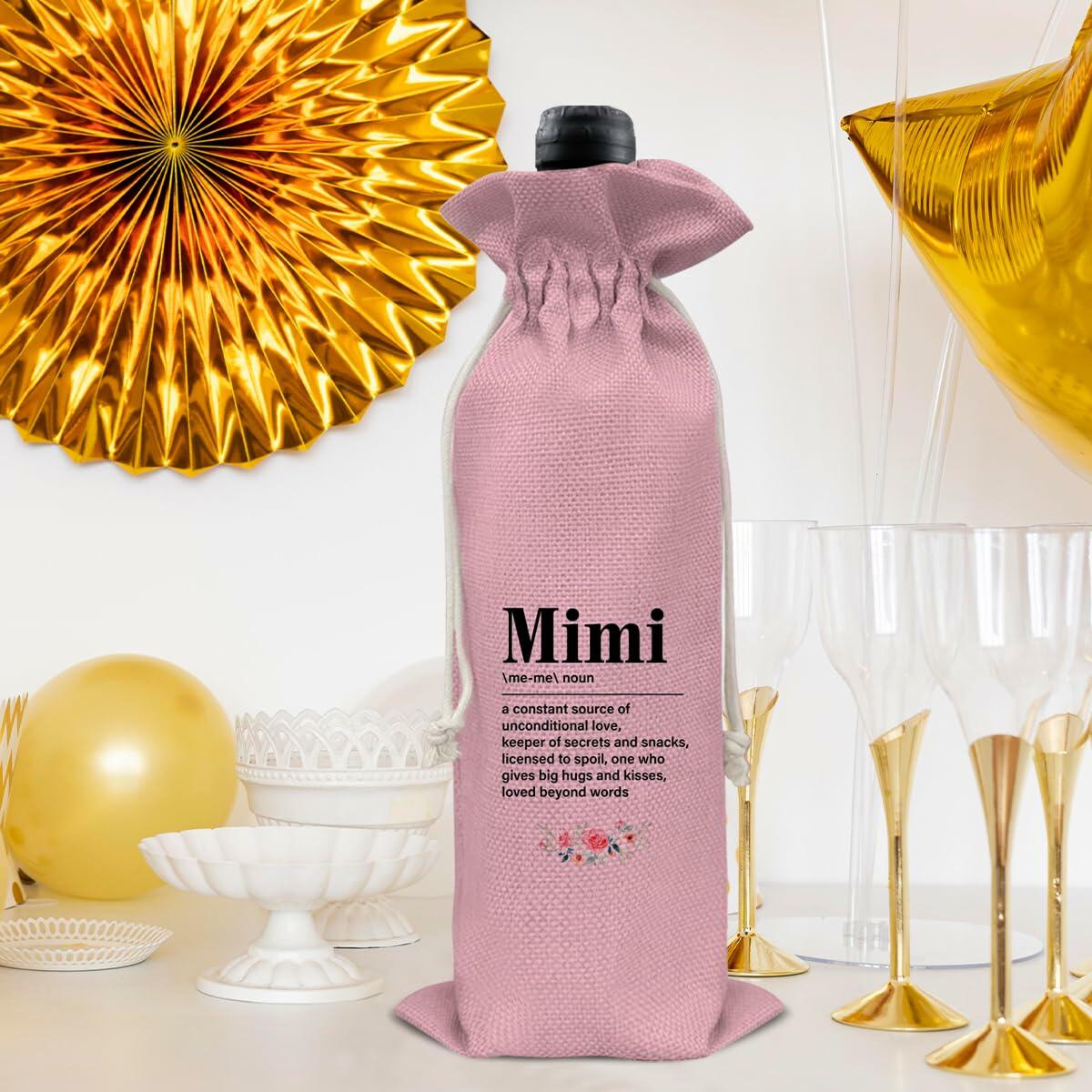 Mimi Wine Gift Bag Grandma Gifts Pink Birthday Mother's Day