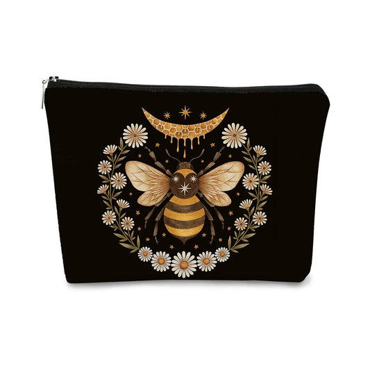 Vintage Tarot Daisy Queen Bee Makeup Bag Floral Cosmetic Bag