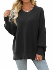 Women’s 2024 Fall Oversized Ripped Knit Sweater White Pullover Top Size M