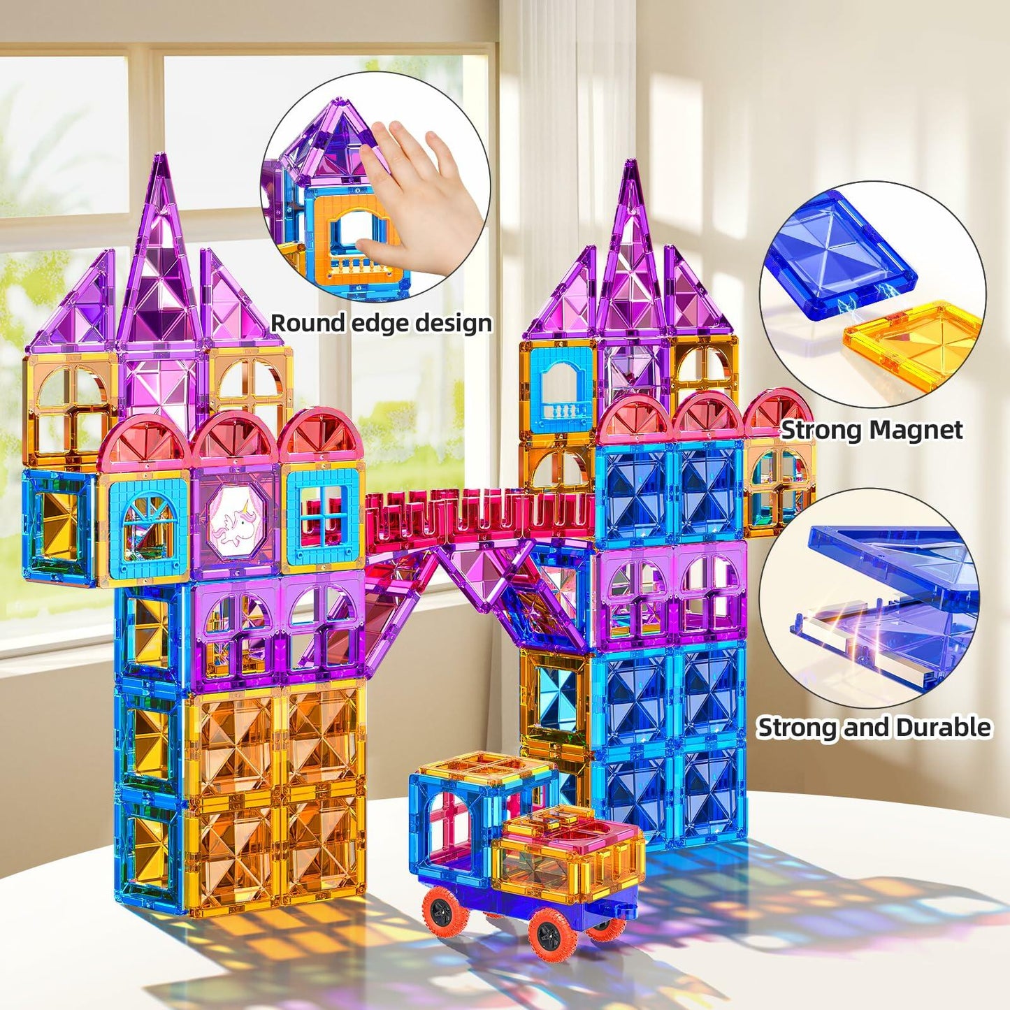 SNAEN Magnet Building Tiles 96 Pieces 3D Blocks Educational Toy for Kids