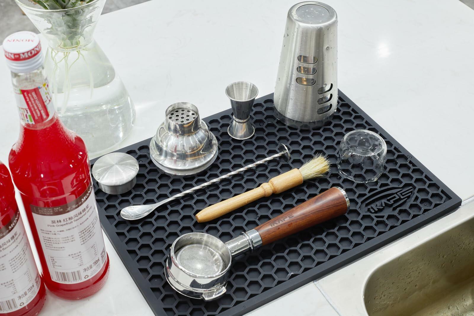 IKAPE Coffee Maker Drying Mat Multi-functional Water Filter Black 15.75x11.81in