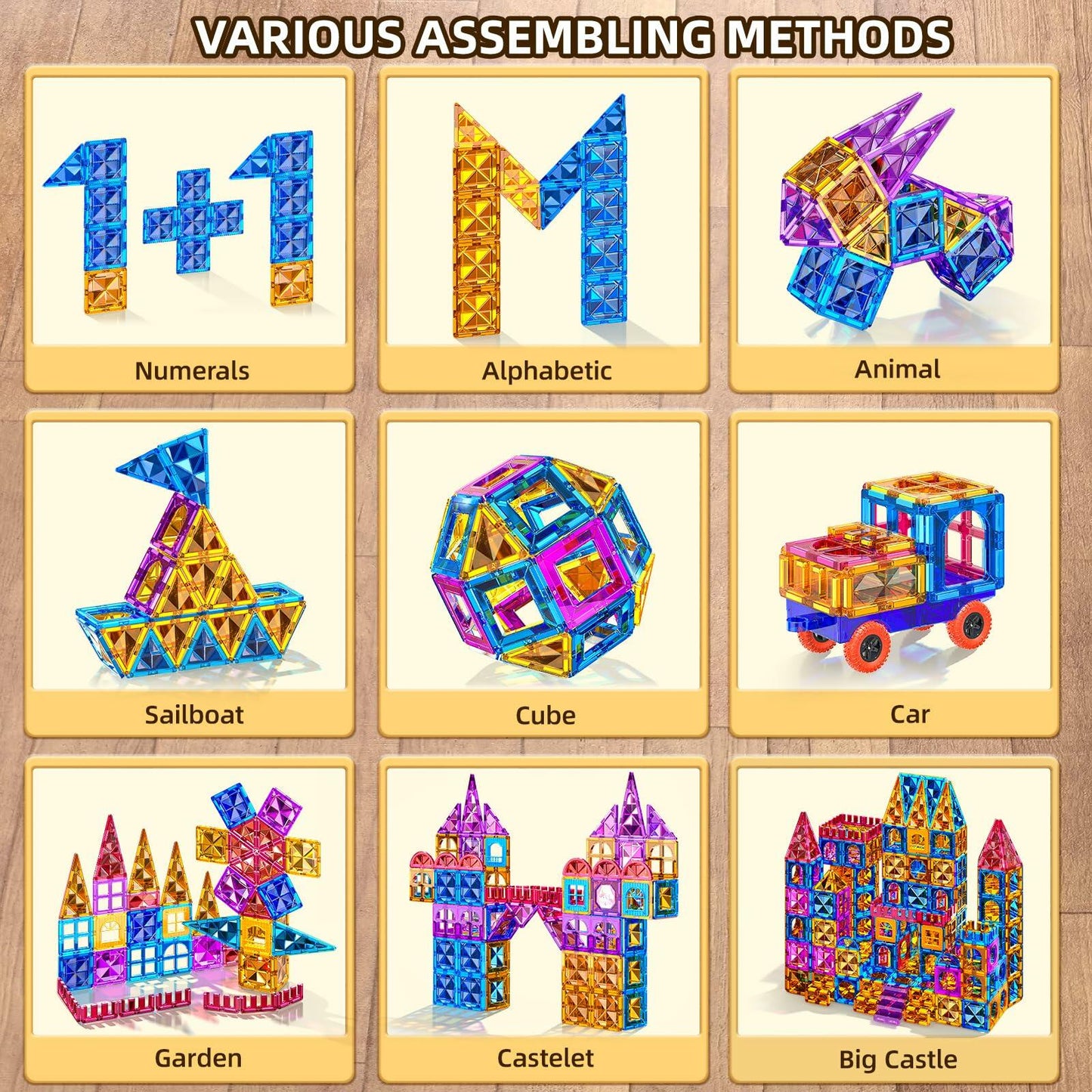 SNAEN Magnet Building Tiles 96 Pieces 3D Blocks Educational Toy for Kids