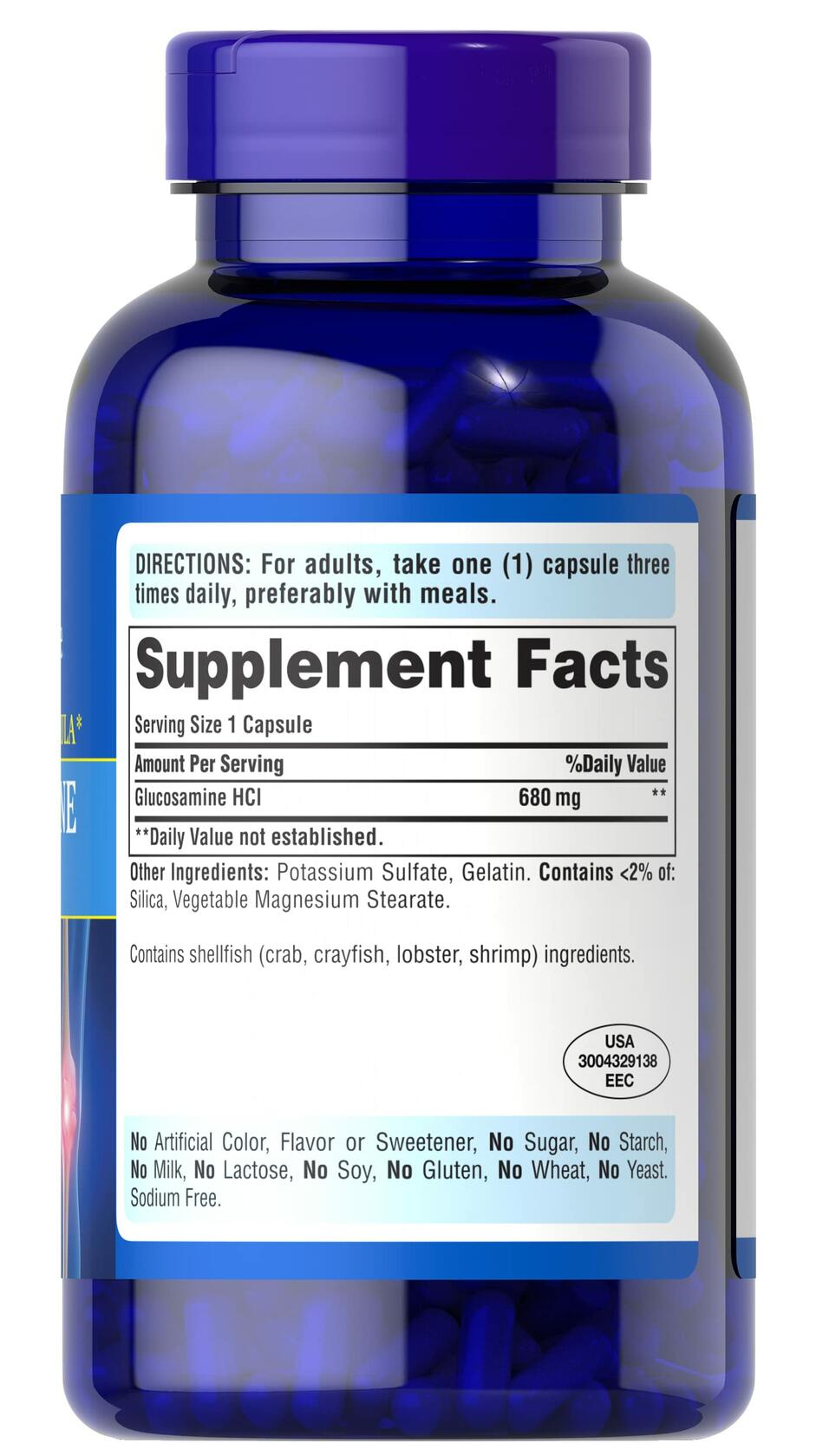 BestBy06/27 Puritan's Pride Joint Formula Glucosamine HCI 680mg 240 Capsules