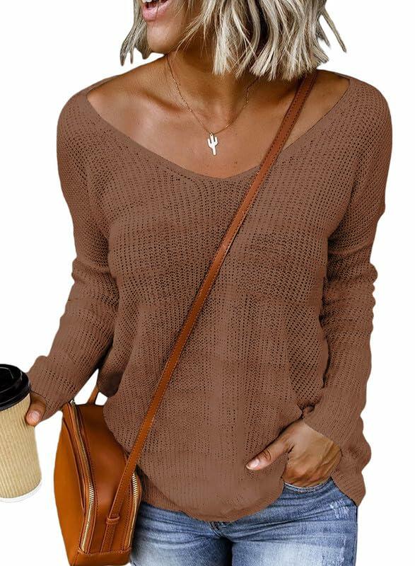 Dokotoo Womens V-Neck Off Shoulder Striped Ribbed Knit Pullover Black Size L