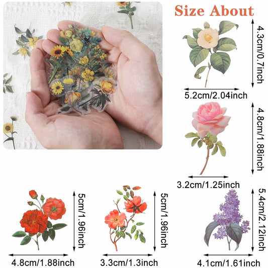 240pcs Transparent Waterproof Botanical Flower Stickers Set for Journaling