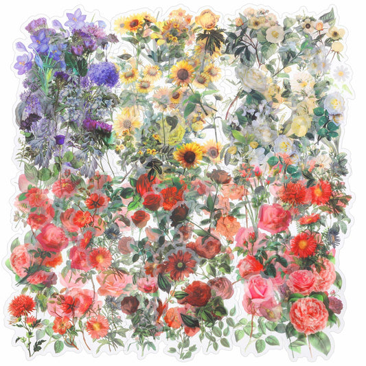 240pcs Transparent Waterproof Botanical Flower Stickers Set for Journaling