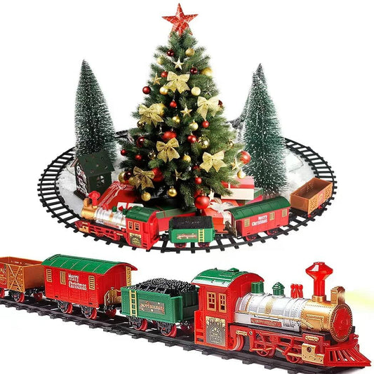 PUSITI Christmas Train Set Battery Operated Lights Sounds 11.5ft Tracks
