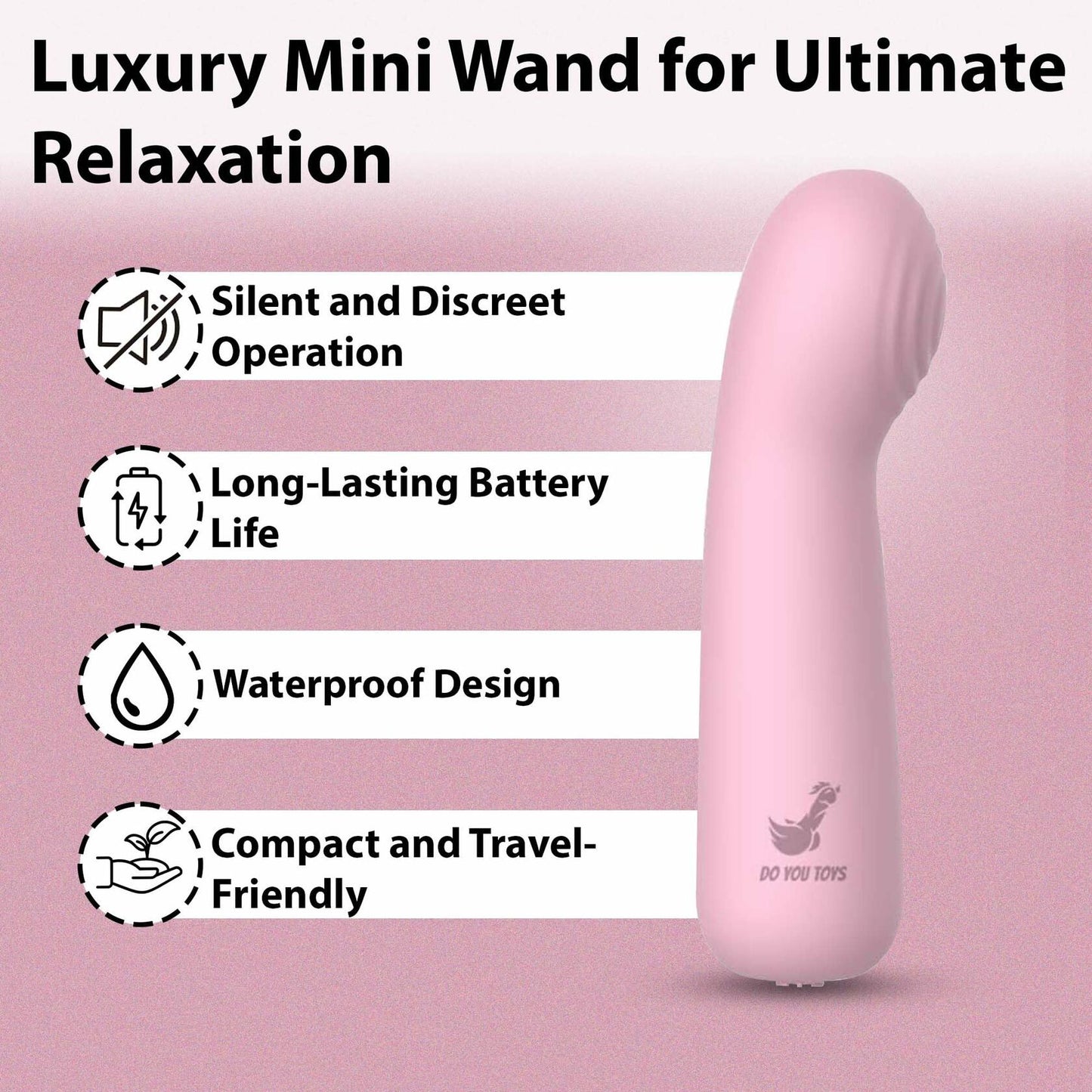 Silicone Mini Wand Vibrator Women 10 Modes Waterproof Rechargeable Quiet