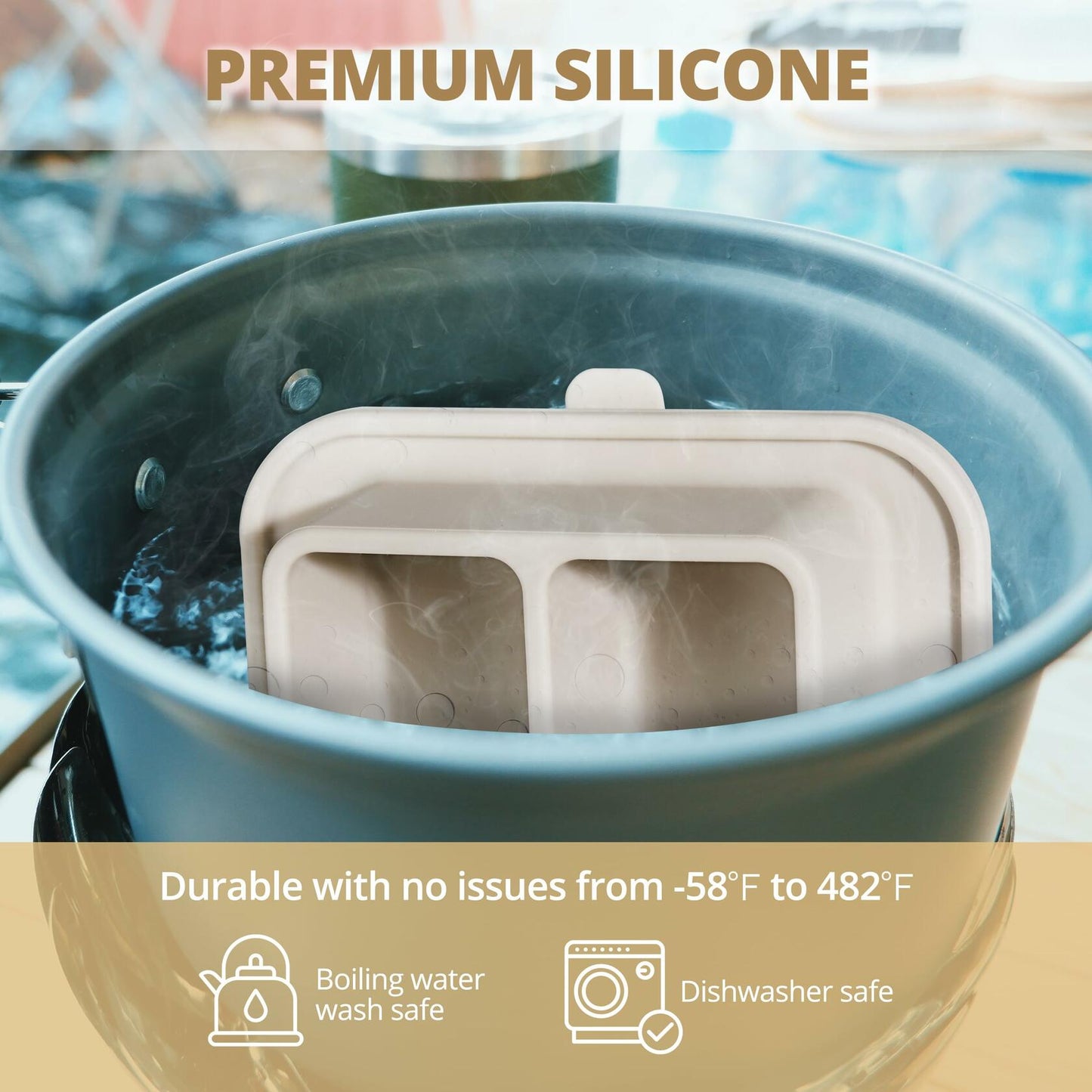 ONUCP Silicone Suction Toothbrush Holder 2-Slot Wall Mount Sand Beige