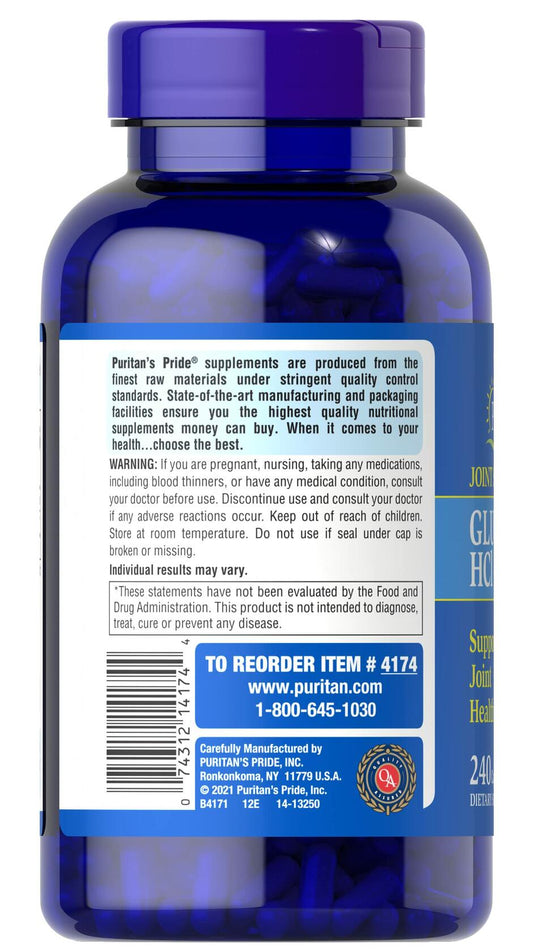 BestBy06/27 Puritan's Pride Joint Formula Glucosamine HCI 680mg 240 Capsules