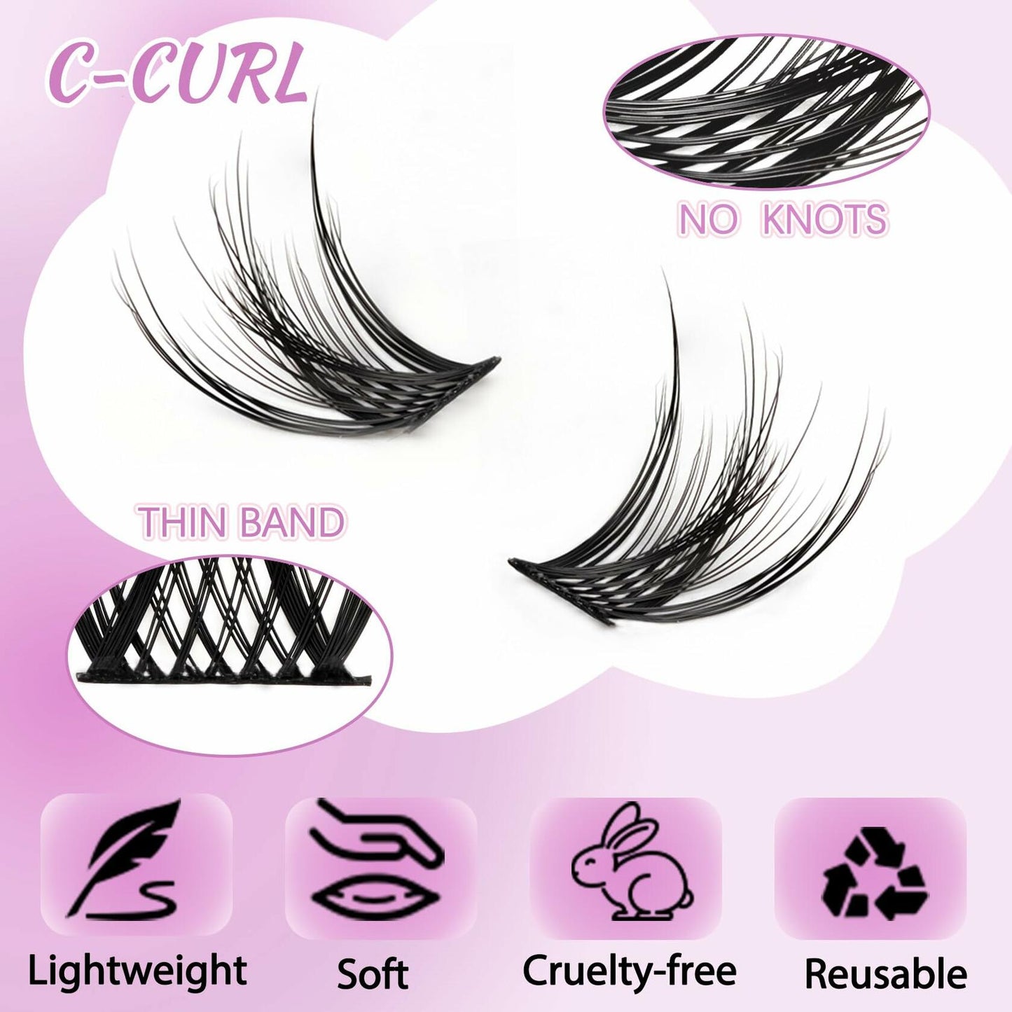 Losha Lash Extension Kit 144pcs Wispy Clusters 8-16mm C Curl Natural