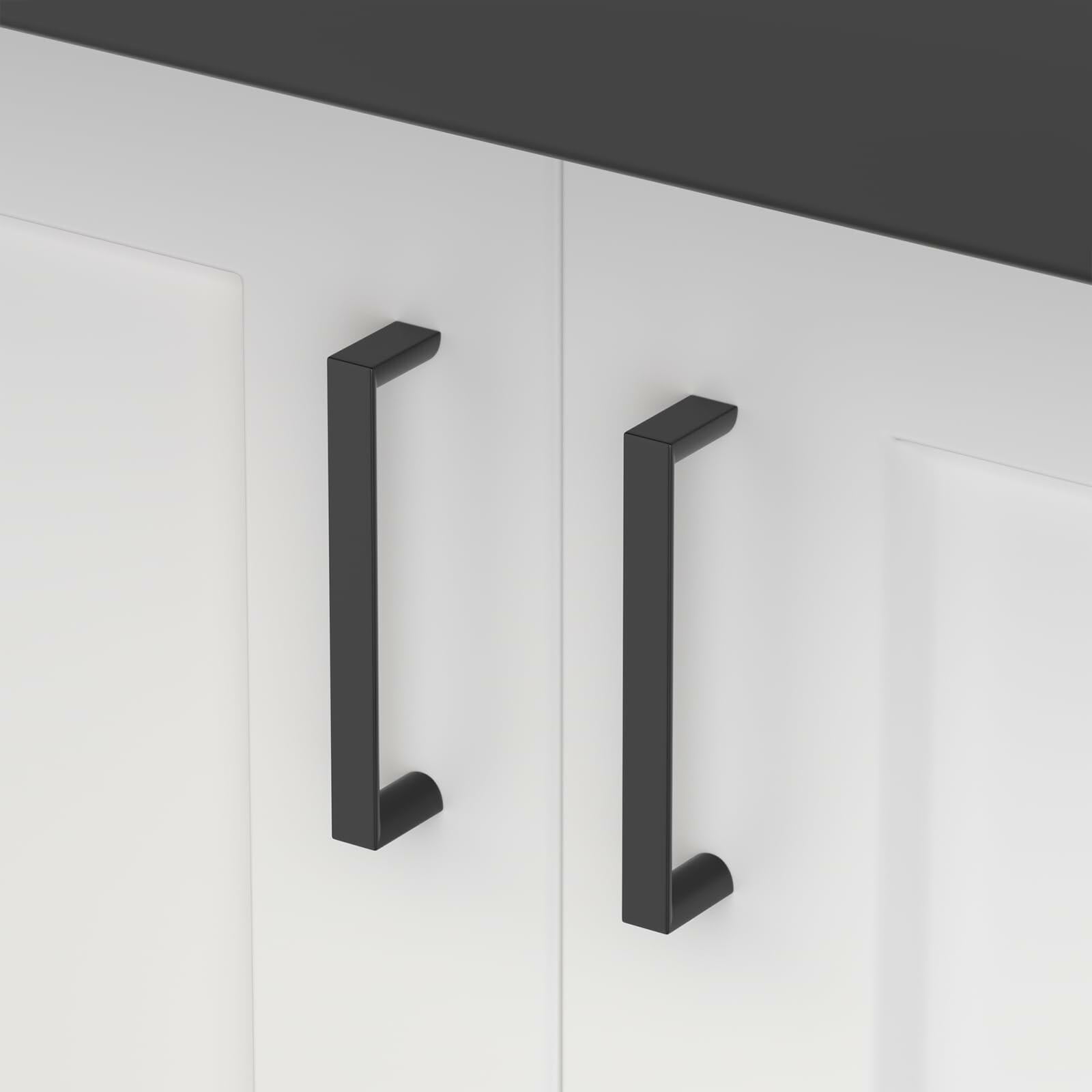 homdiy 5Pack 6.25in Matte Black Cabinet Handles 160mm Hole Centers