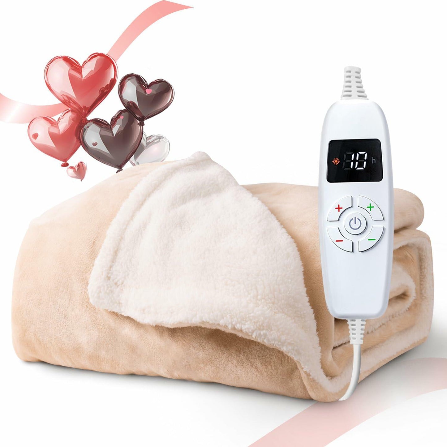 HubiCare Heated Electric Blanket Throw 50x60 Soft Flannel 4 Time 6 Heat Settings