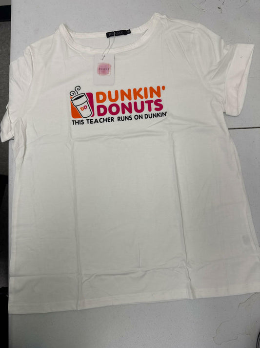 Inber Women’s Dunkin Donuts Graphic Tee White T-Shirt Size XL