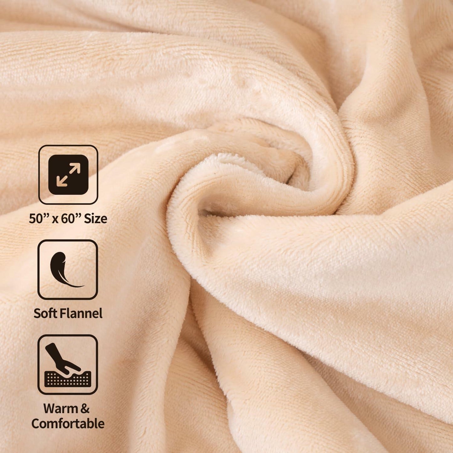 HubiCare Heated Electric Blanket Throw 50x60 Soft Flannel 4 Time 6 Heat Settings