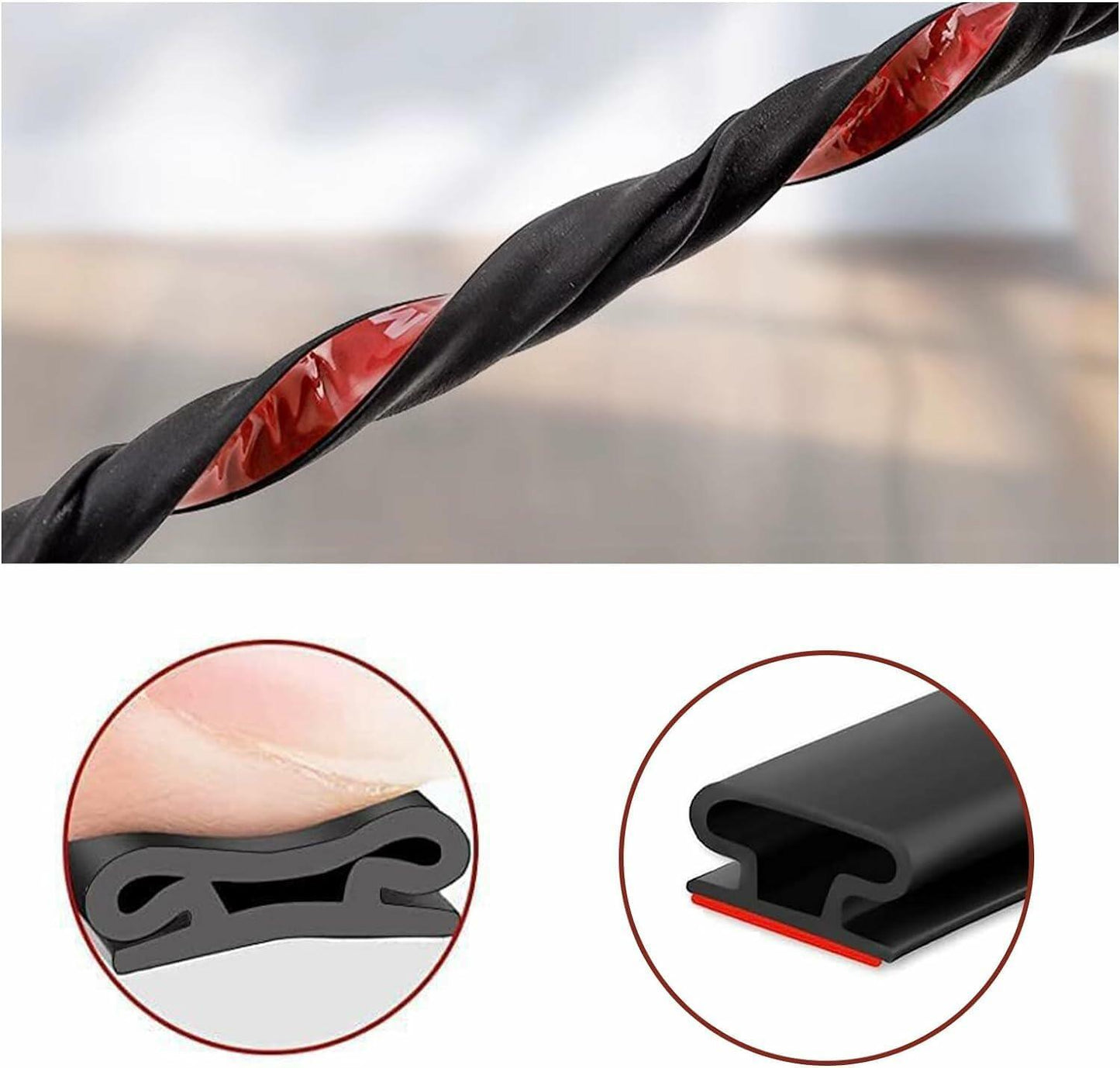 Rubber Door Weather Stripping Seal Strip 50ft D Shaped Black Self Adhesive