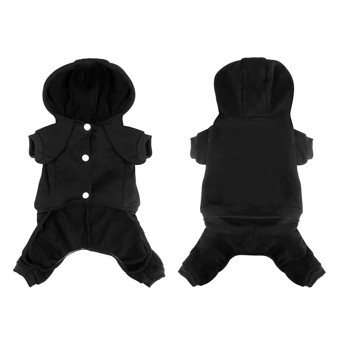 Dog Hoodie Pet Jumpsuit Fleece Sweatshirt Buttons Winter Warm Cotton Size S