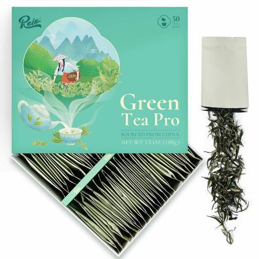 BestBy09/25 Roio Premium Loose Green Tea Whole Leaf Low Caffeine 50 Packets