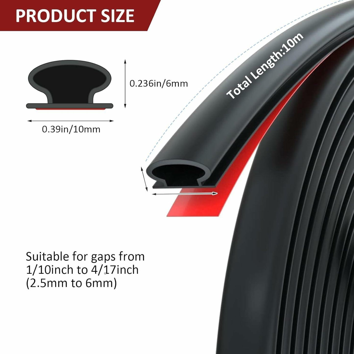 Rubber Door Weather Stripping Seal Strip 50ft D Shaped Black Self Adhesive