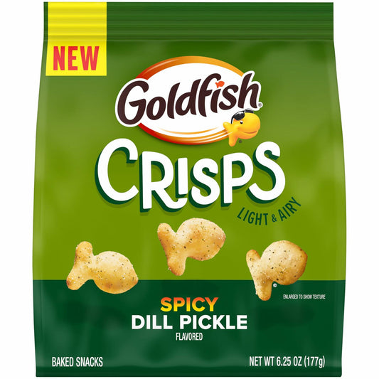 BestBy09/25 Goldfish Crisps Spicy Dill Pickle Baked Chip Crackers 6.25 Oz Bag
