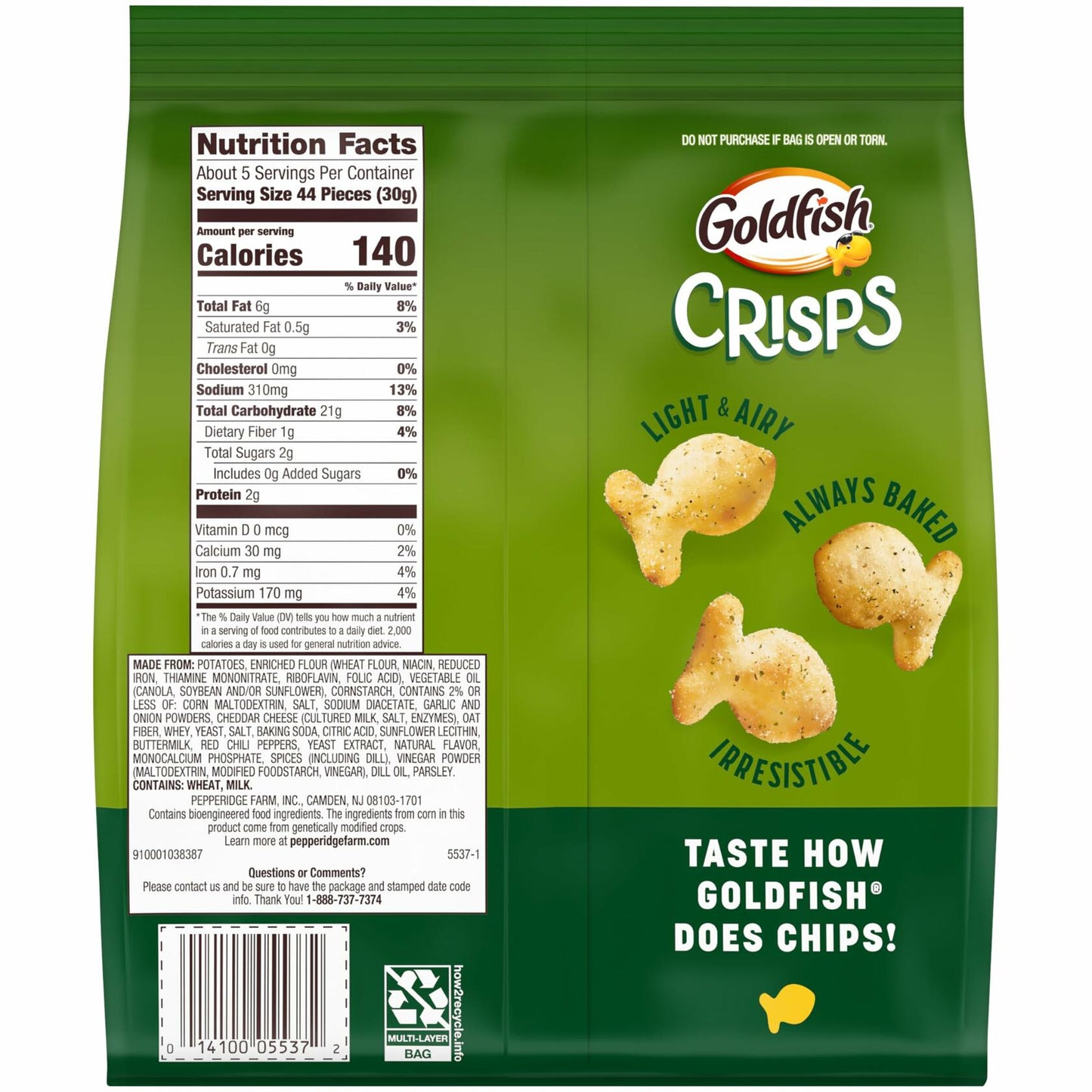 BestBy09/25 Goldfish Crisps Spicy Dill Pickle Baked Chip Crackers 6.25 Oz Bag