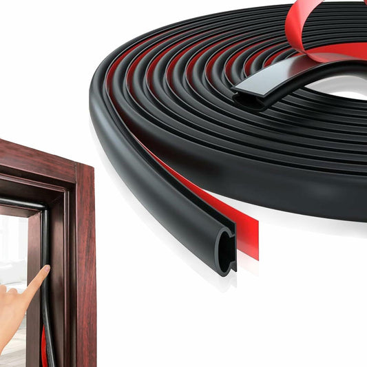Rubber Door Weather Stripping Seal Strip 50ft D Shaped Black Self Adhesive