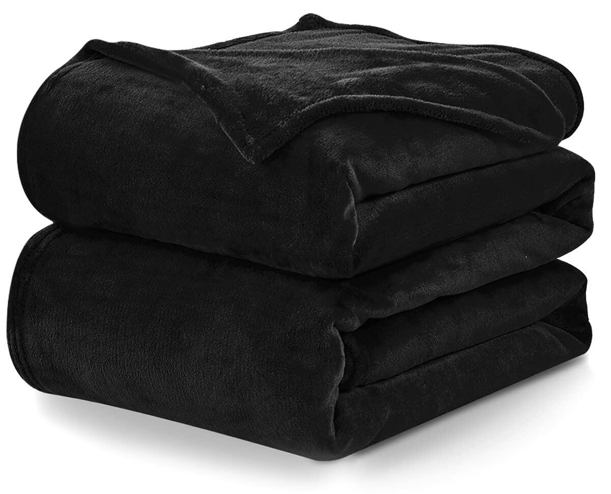 CozyLux Fleece Bed Blanket Twin 60x80 Black 300GSM Soft Plush Microfiber