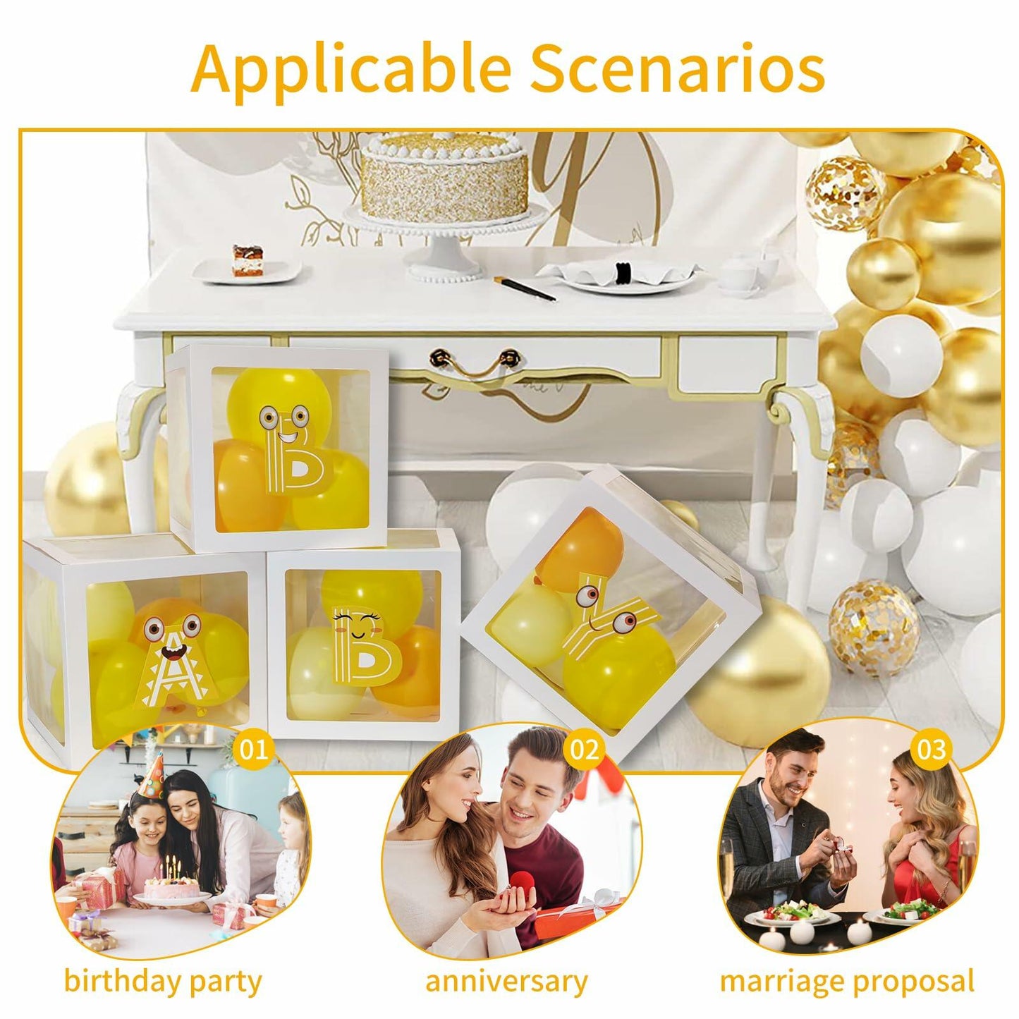 Onteftshop Baby Boxes with Letters 4 Clear White Blocks Baby Shower