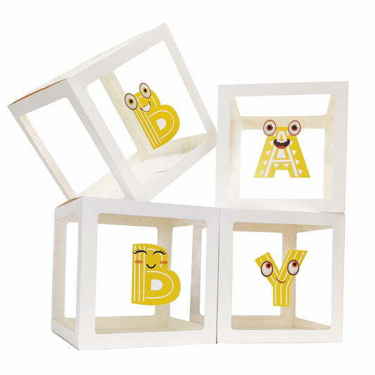 Onteftshop Baby Boxes with Letters 4 Clear White Blocks Baby Shower