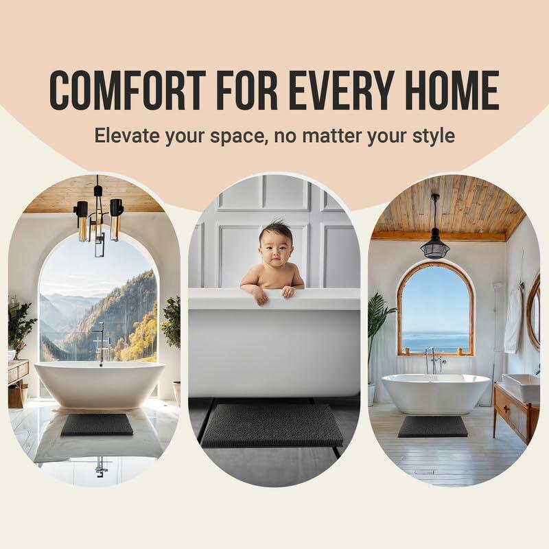 ITSOFT Plush Bathroom Rug 47x21 Gray Absorbent Non Slip Machine Washable
