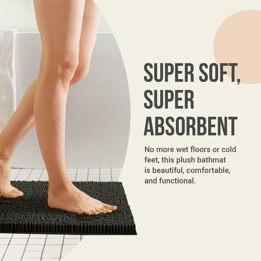 ITSOFT Plush Bathroom Rug 47x21 Gray Absorbent Non Slip Machine Washable