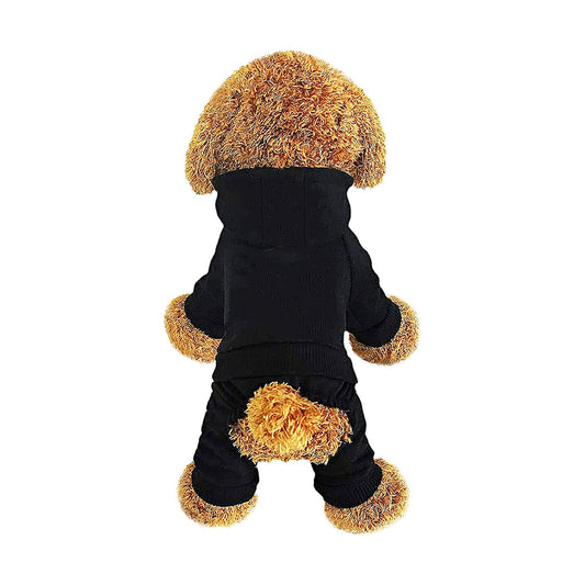 Dog Hoodie Pet Jumpsuit Fleece Sweatshirt Buttons Winter Warm Cotton Size S
