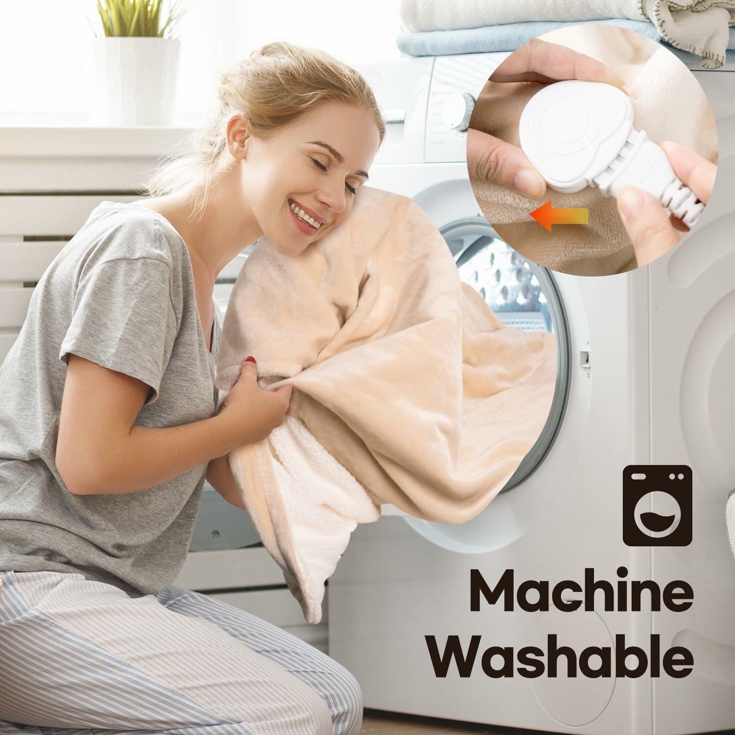 HubiCare Heated Electric Blanket Throw 50x60 Soft Flannel 4 Time 6 Heat Settings