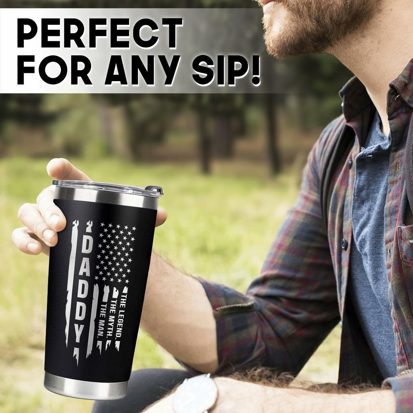 VIWIS Best Dad Tumbler Cup 20oz Father's Day Gift Insulated Travel Mug