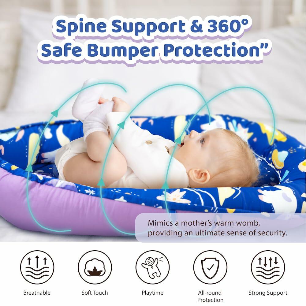 Baby Lounger Cover 100% Cotton Adjustable Soft Newborn Floor Seat Unicorn
