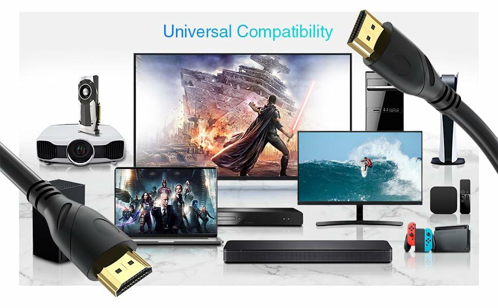 Jorenca HDMI 2.0 Cable 6ft Ultra High Speed 4K@60Hz Gold Plated Connector