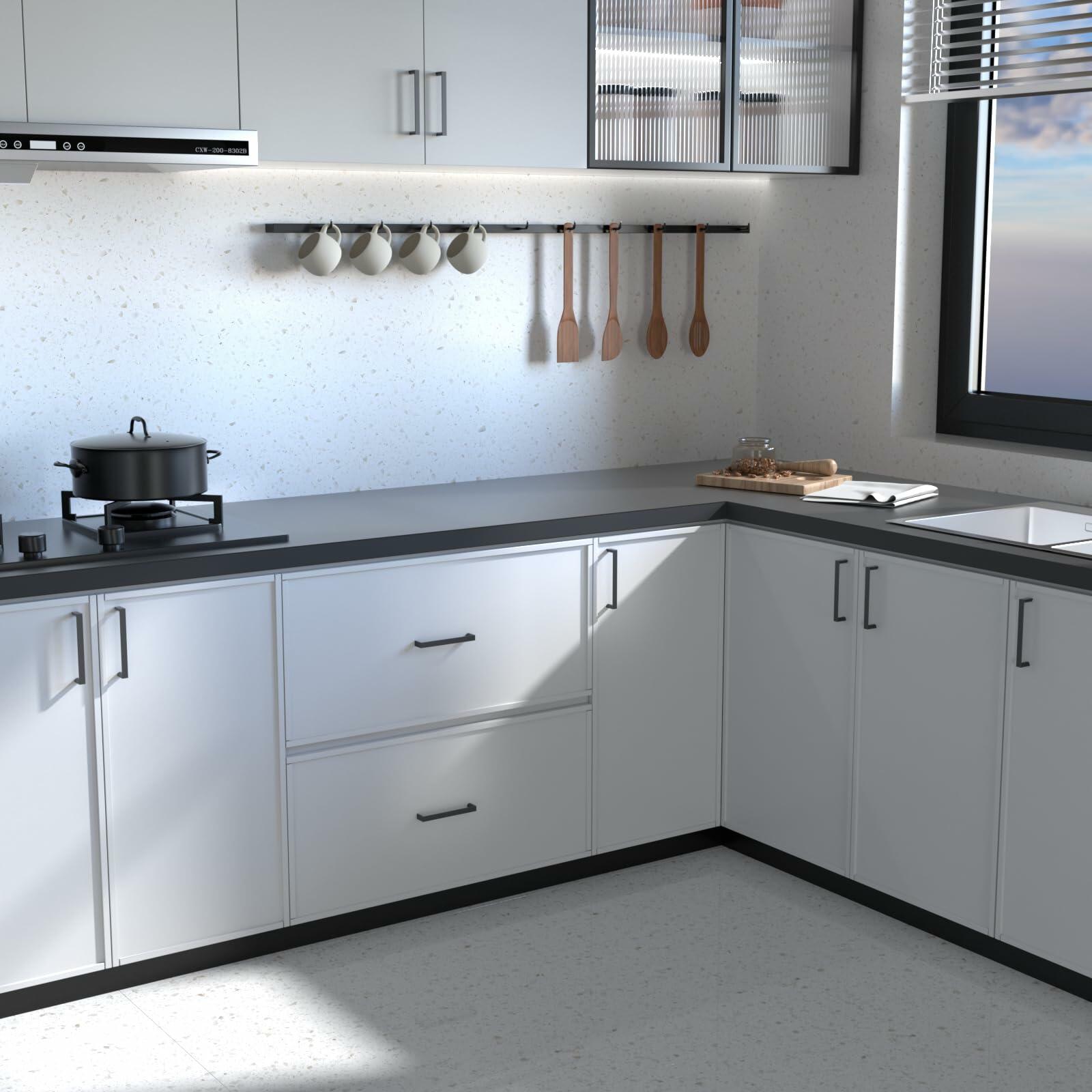 homdiy 5Pack 6.25in Matte Black Cabinet Handles 160mm Hole Centers