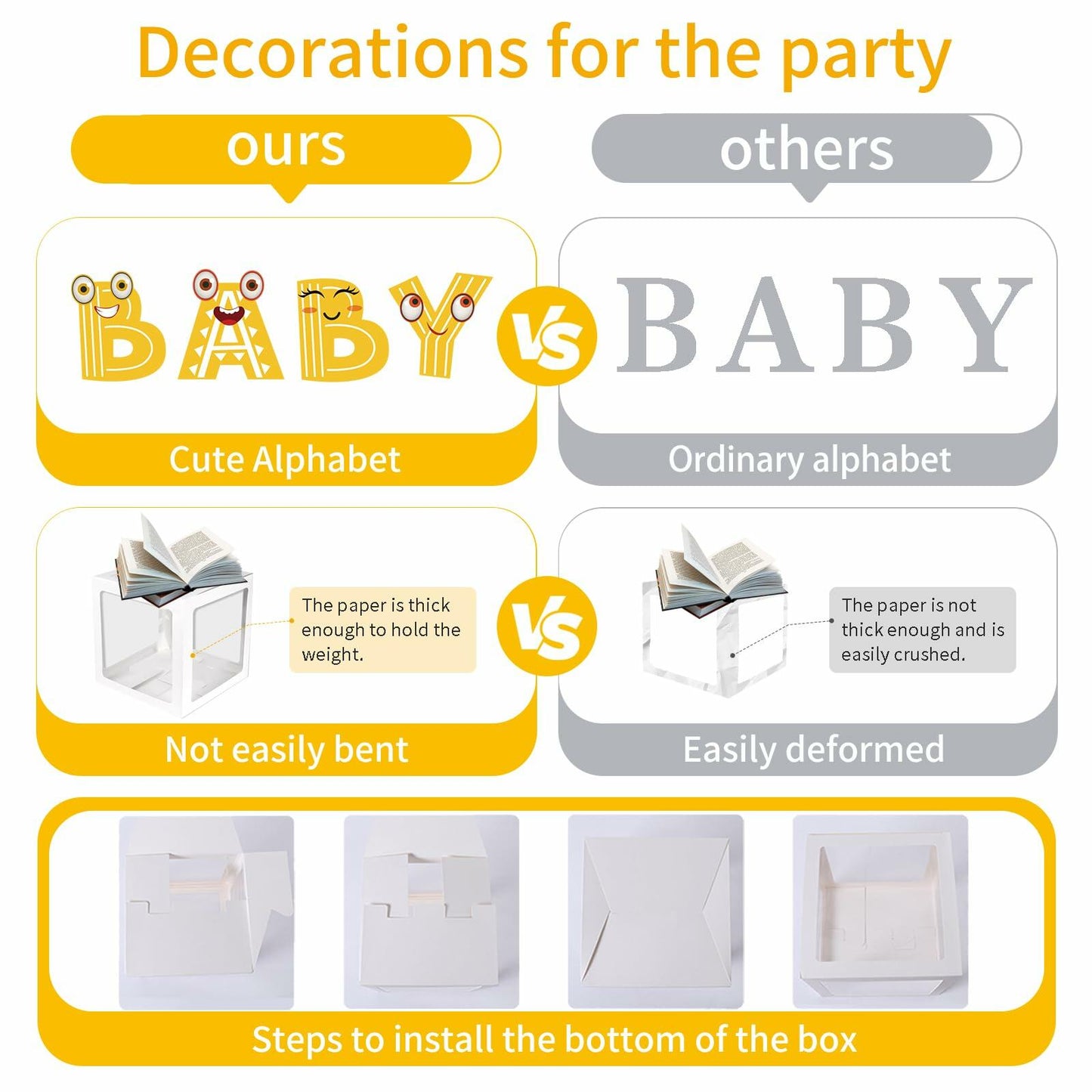 Onteftshop Baby Boxes with Letters 4 Clear White Blocks Baby Shower