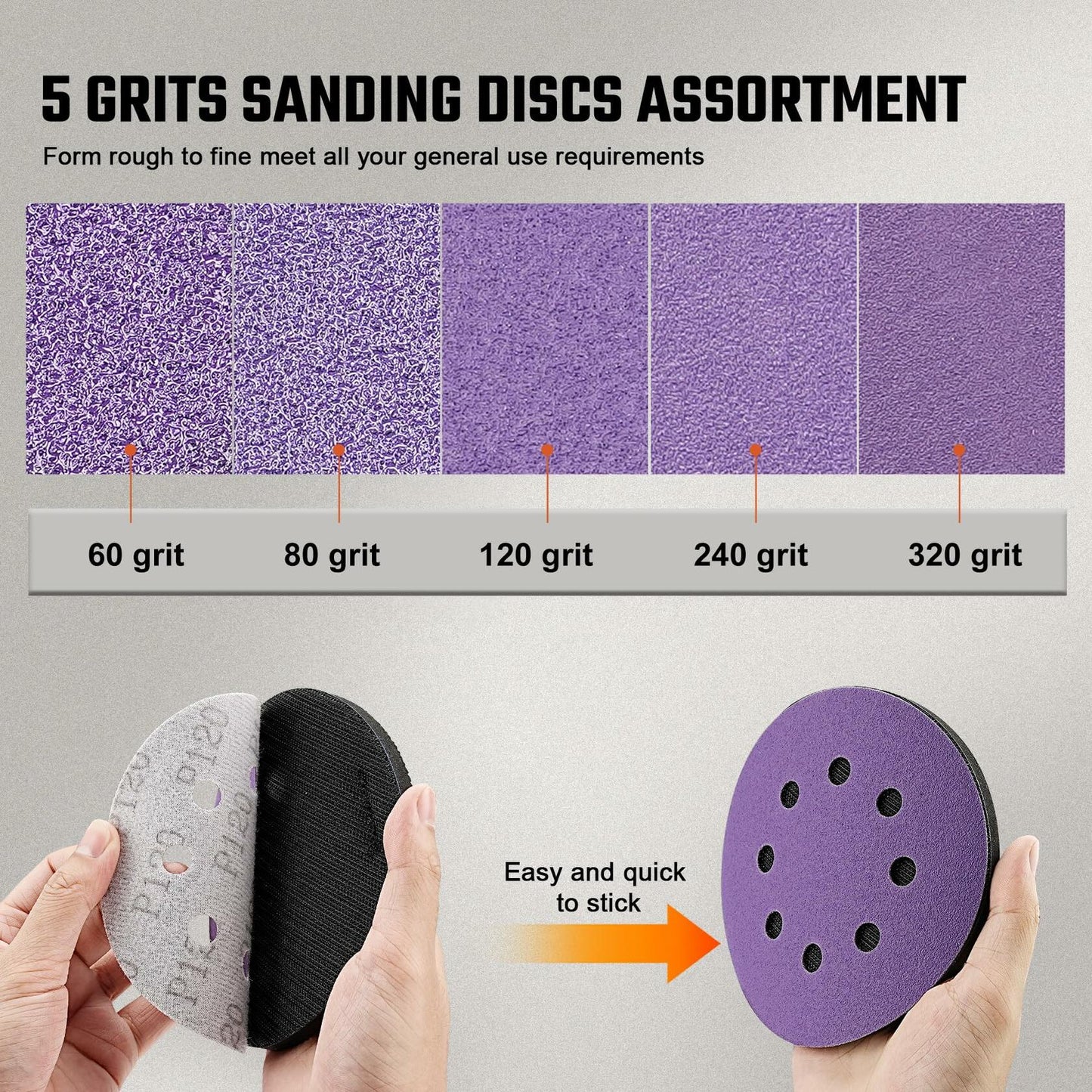 Sbestily 6" Hook & Loop Sanding Disc with Hand Pad for Metal Wood