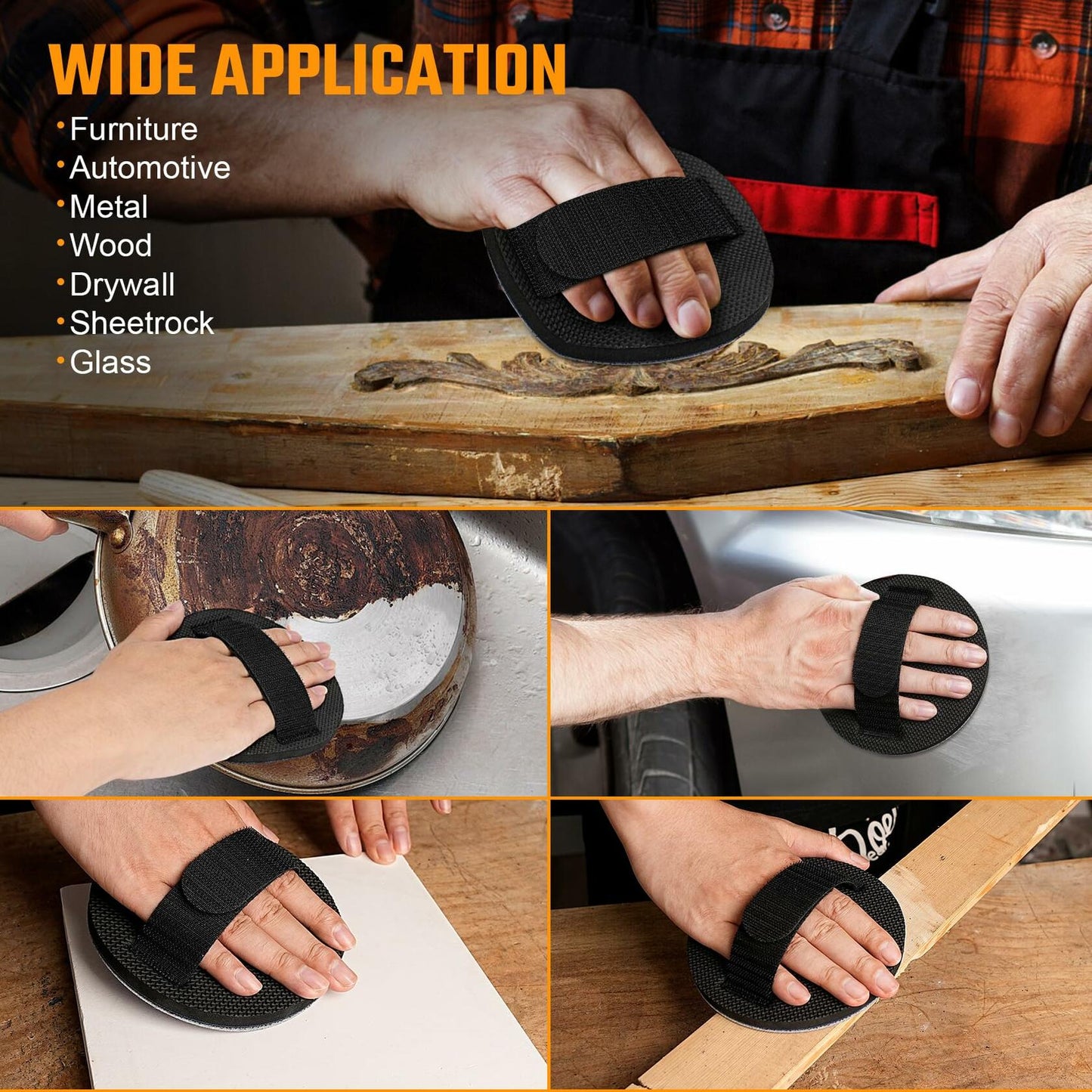 Sbestily 6" Hook & Loop Sanding Disc with Hand Pad for Metal Wood