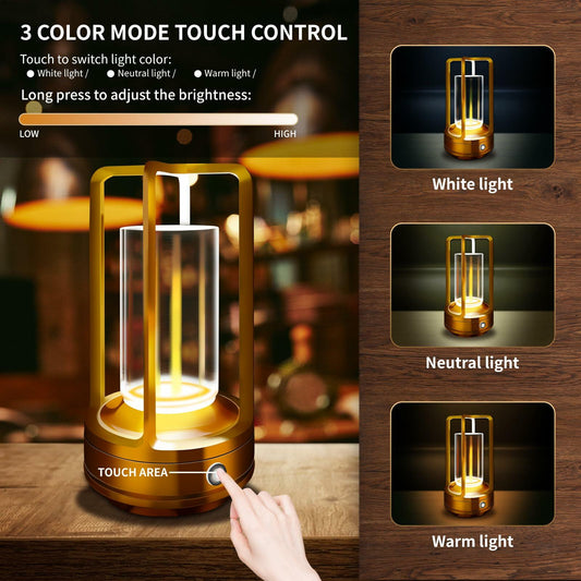 LAYSHINEEN Portable Metal Table Lamp 4000mAh Rechargeable Outdoor Black