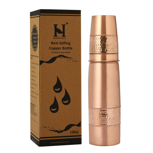 Copper Water Bottle 900ml Leak-Proof with Tumbler Ayurvedic Health Benefits