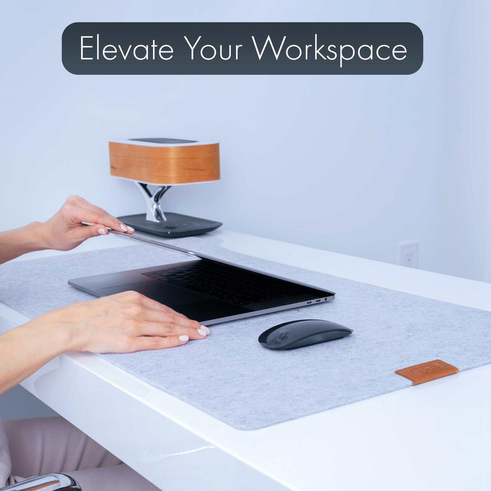 EROS Office Products Non-Slip Felt Desk Mat Light Gray Extra Large XL