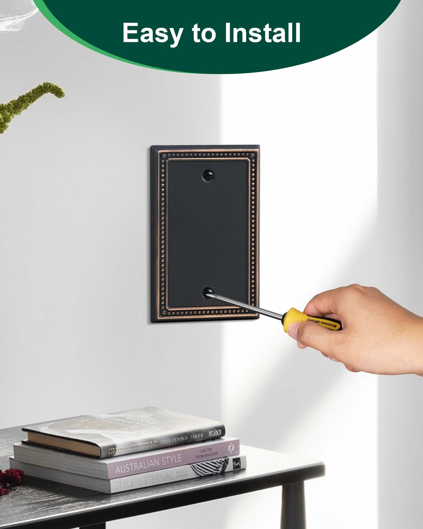 TREEWELL 2-Pack Metal Blank Outlet Cover Wall Plates Aged Bronze Pearls