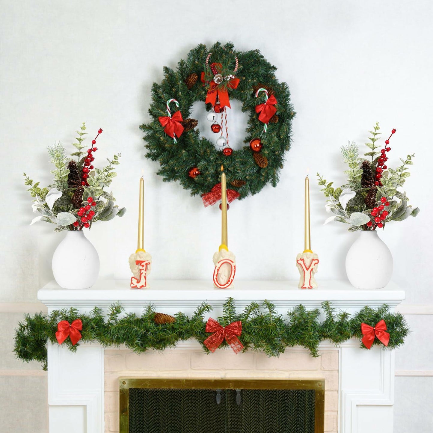 RoseCraft 2PCS Red Berry Flower Stems 16.5in Christmas Decorations