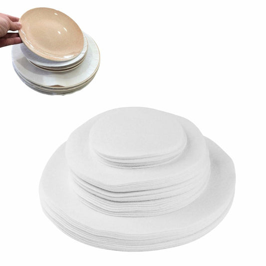 White Fiber Circular Tableware Storage Protective Cotton Pad Anti-Collision